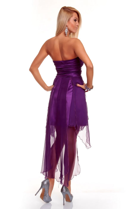 Mini-robe bandeau aspect mousseline avec pierres violet