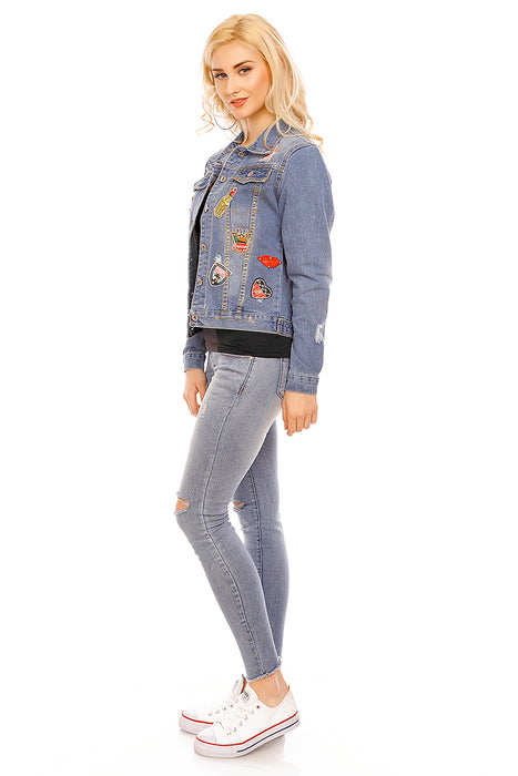 Jeans Jacke mit Stickerei und Patsches