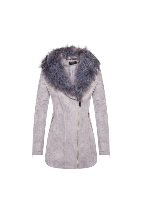 Veste en simili cuir avec fausse fourrure