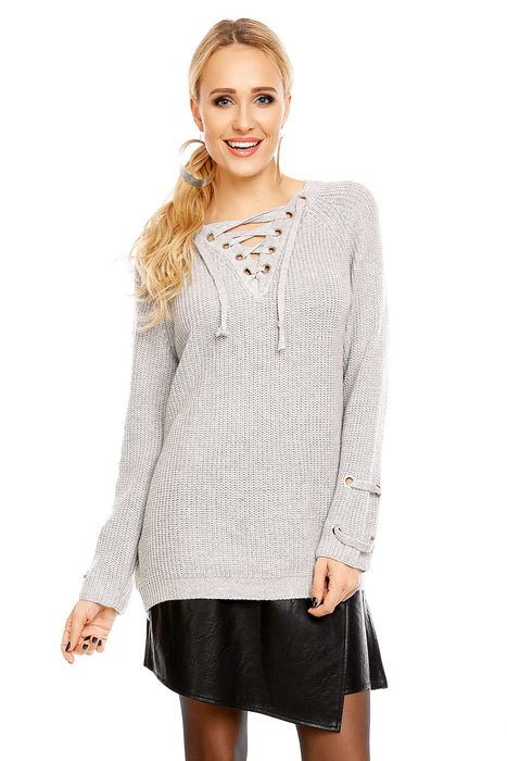 Pull avec laçage gris